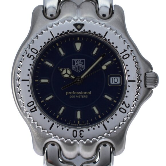 RARE Men's Tag Heuer SEL Professional 200m Navy Blue Dial 38mm Watch Ref WG1117!